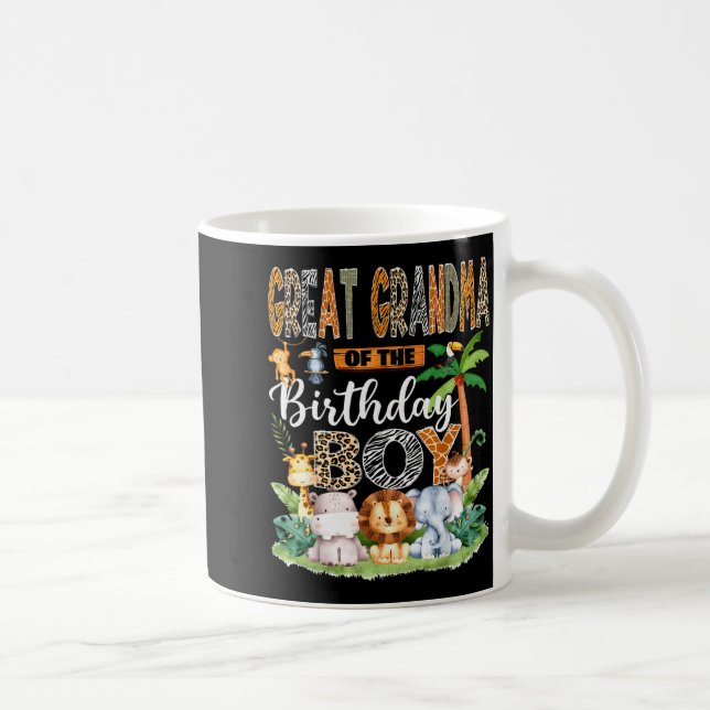 Taza De Café Great Grandma Of The Birthday Boy Jungle Safari An (Derecha)