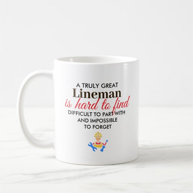 Taza De Café Great Lineman Personalized Name Gift (Izquierda)