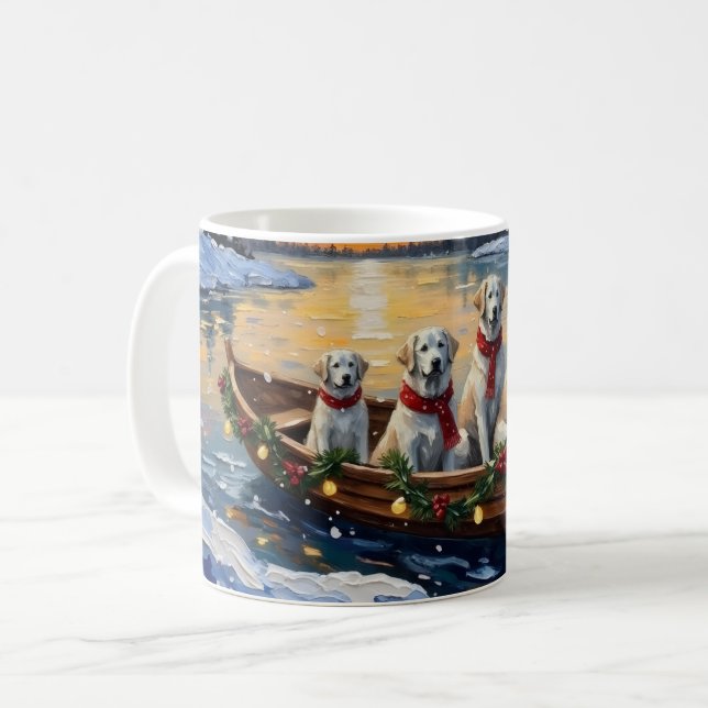 Taza De Café Great Pyrenees Christmas Boat Holiday (Anverso izquierdo)