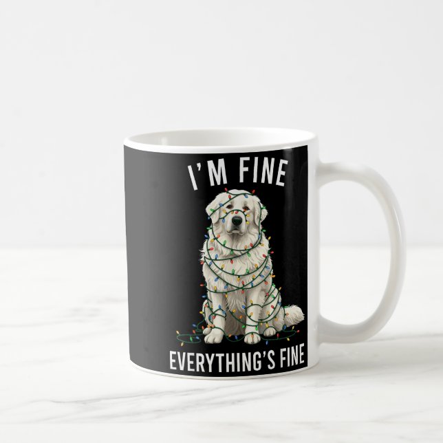 Taza De Café Great Pyrenees Christmas I'm Fine Everything Is Fi (Derecha)