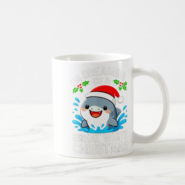 Taza De Café Great White Christmas Shark Funny Santa Holiday Pu (Derecha)
