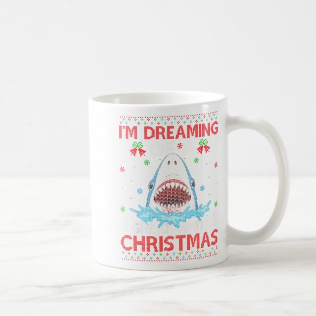 Taza De Café Great White Shark Ugly Xmas Sweater Shark Fishing  (Derecha)