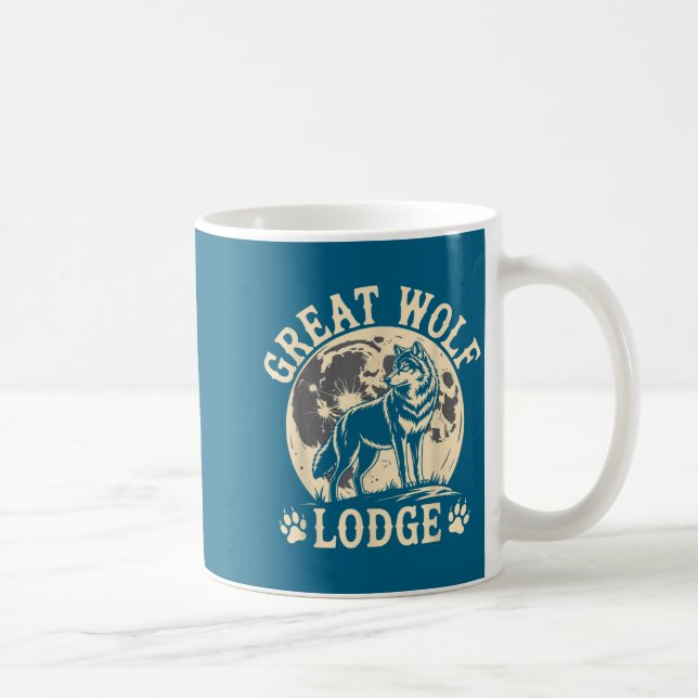 Taza De Café Great Wolf Lodge Howling Wolf Full Moon Nature Sce (Derecha)