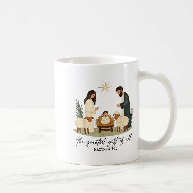 Taza De Café Greatest Gift Of All Nativity Scene Christian Chri (Derecha)
