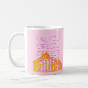 Taza De Café Grecia, arte de viajes, rosa