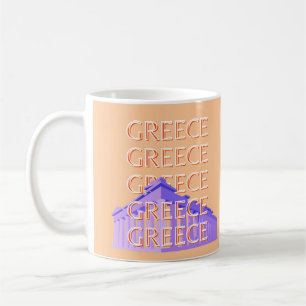 Taza De Café Grecia, Atenas Viajes Arte, Naranja