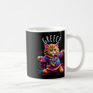 Taza De Café Grecia Quirky gracioso gato bonito y colorido bail