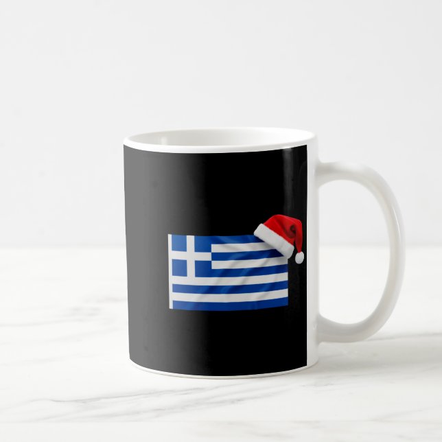 Taza De Café Greek Flag Santa Hat Funny Greece Christmas Holida (Derecha)