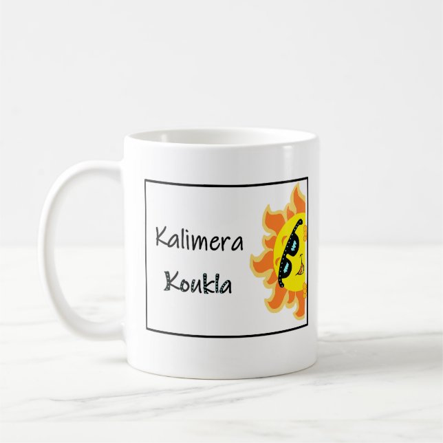 Taza De Café Greek Mug with Saying "Kalimera Koukla" (Izquierda)