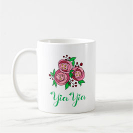 Taza De Café Greek YiaYia Mug with Roses