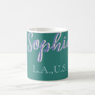 Taza De Café GREEN add name girl boss text PURPLE elegant