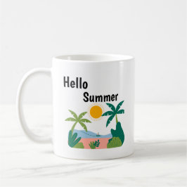 Taza De Café Green and orange plauful hello summer mug