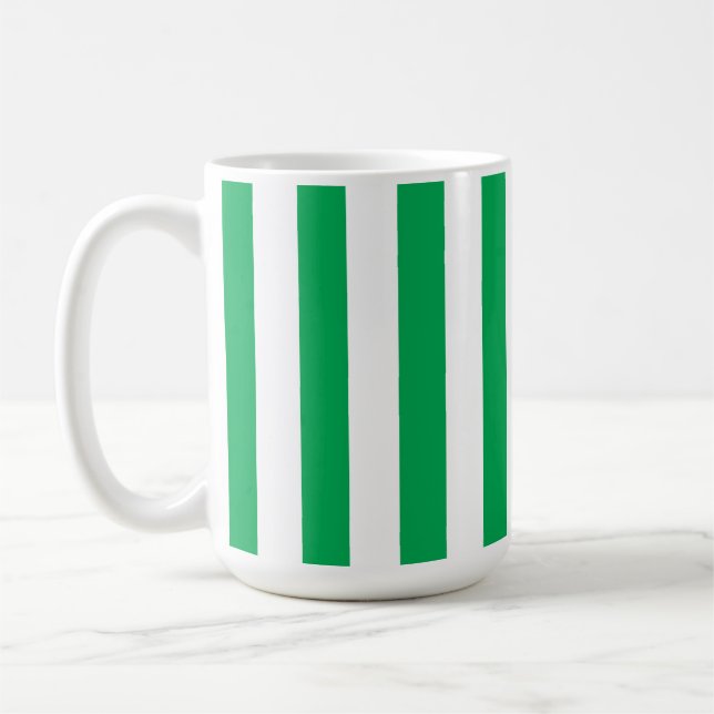 Taza De Café Green and White Cabana Stripes  (Izquierda)