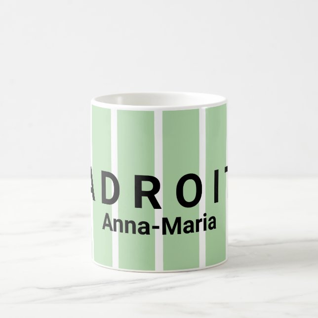 Taza De Café Green and White Striped Praise Design (Centro)