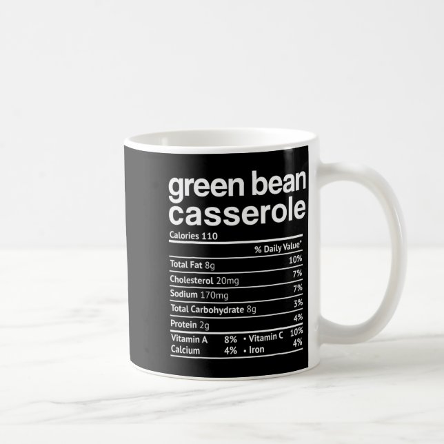 Taza De Café Green Bean Cerole Nutrition Facts Funny Thanksg  (Derecha)