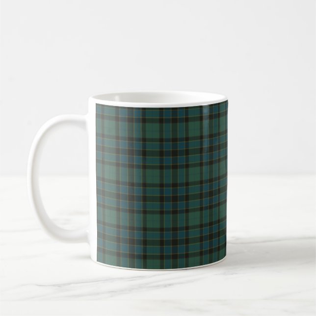Taza De Café Green Blue Plaid Tartan Style Traditional (Izquierda)
