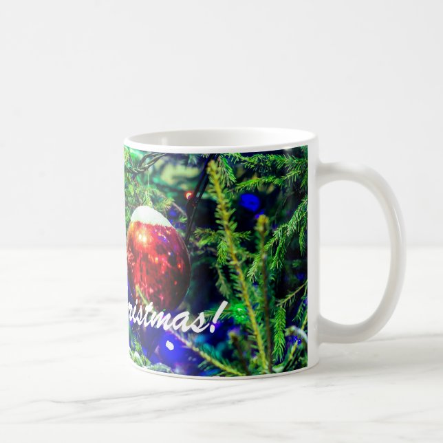 Taza De Café Green Christmas Tree Red Ball (Derecha)