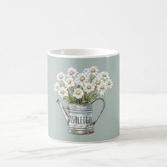 Taza De Café Green Daisy Flowers (Centro)