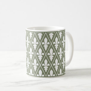 Taza De Café Green Fleur-de-Lys Lattice Coffee Mug