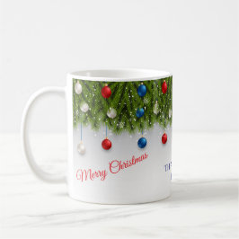 Taza De Café Green Floral Christmas Wreat Elegant Holiday