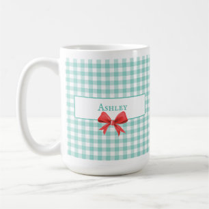 Taza De Café Green Gingham Bow Mug
