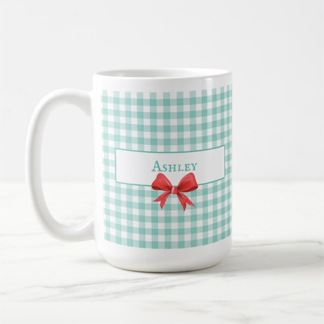Taza De Café Green Gingham Bow Mug (Izquierda)
