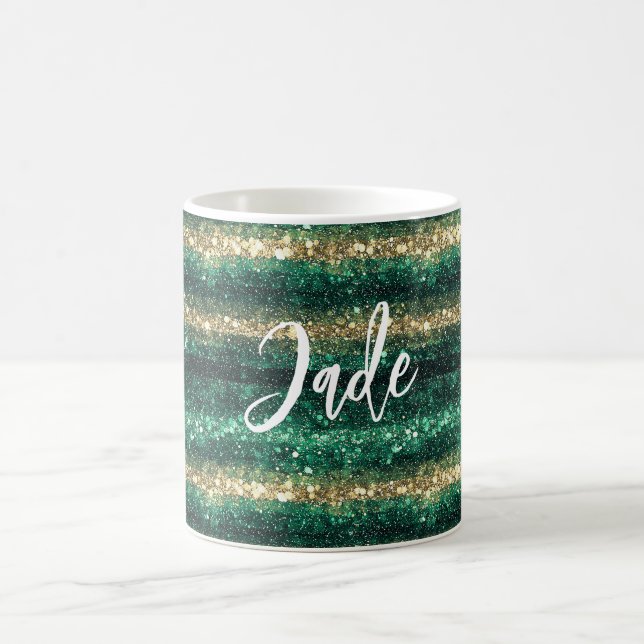 Taza De Café Green Gold Glitter Christmas (Centro)