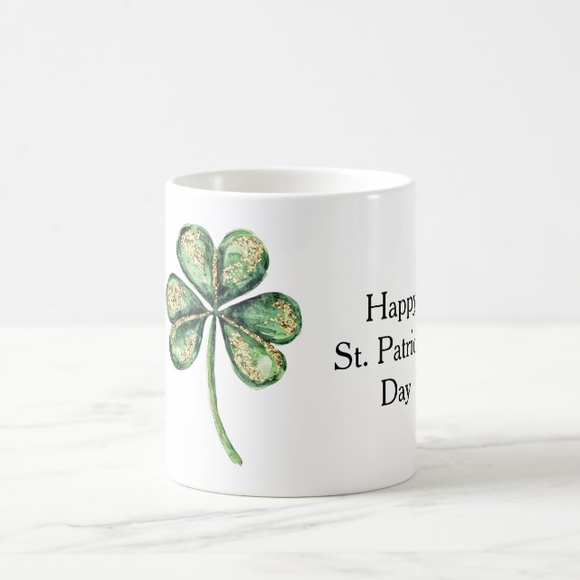 Taza De Café Green Gold Glitz Shamrock St. Patrick's Day (Centro)