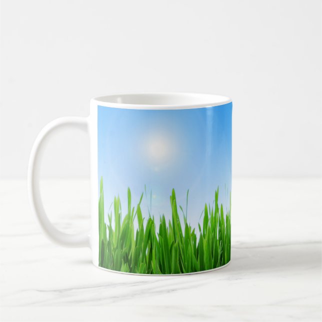 Taza De Café Green Grass And Sky Banner (Izquierda)