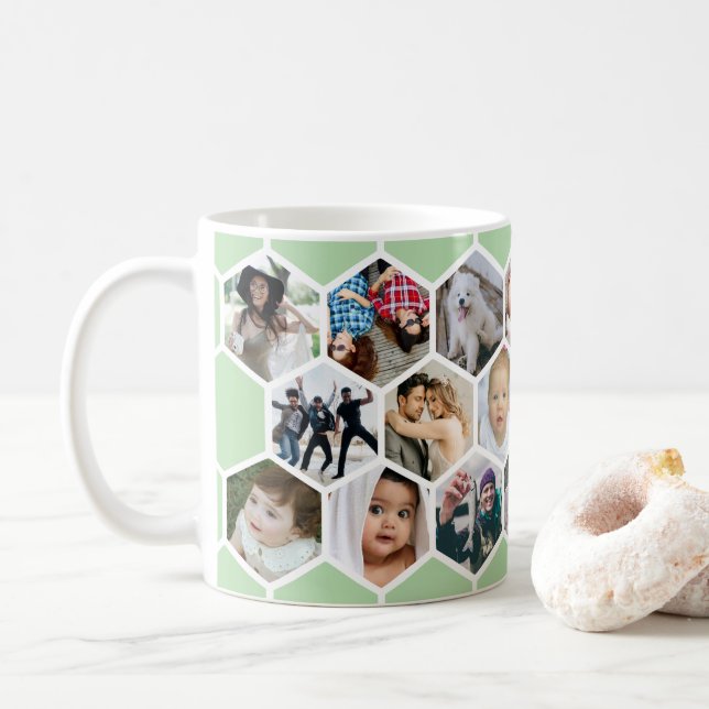 Taza De Café Green Honeycomb Photo Collage 20 Picture (Con donut)