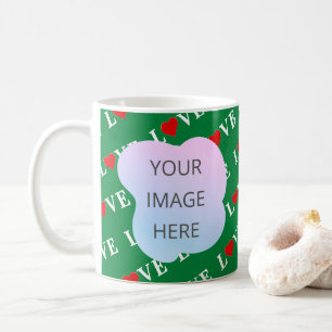 Taza De Café Green LOVE Heart Retro Elegant