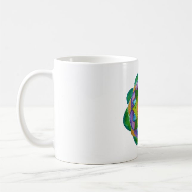 Taza De Café Green Mandala Pintura Clásica de Mug Blanca (Izquierda)