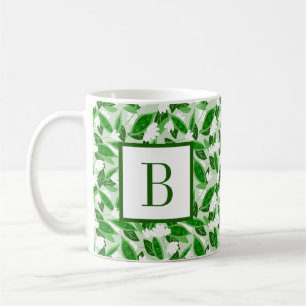 Taza De Café Green Pea Pod White Flor Blossom Garden