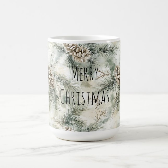 Taza De Café Green  Pine Cones Christmas (Centro)