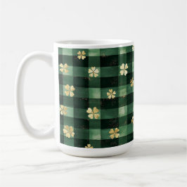 Taza De Café Green Plaid Gold Shamrocks St. Patrick's Day  