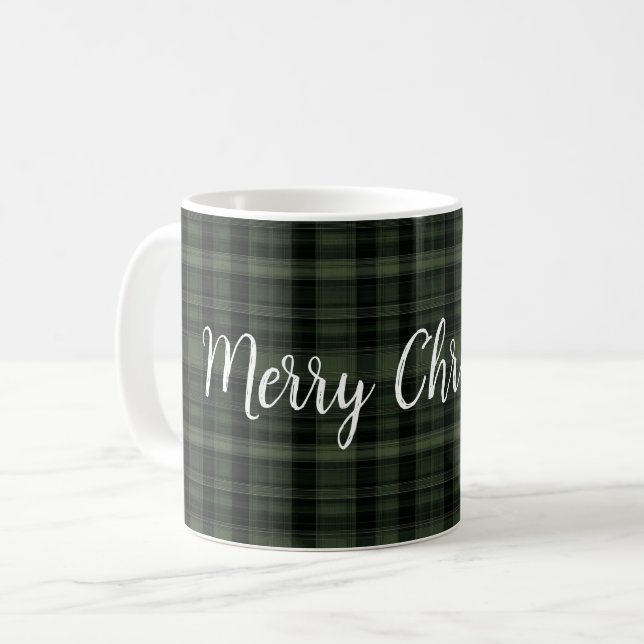 Taza De Café Green Plaid Merry Christmas Mug (Anverso izquierdo)