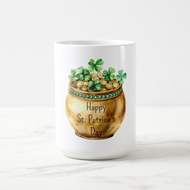 Taza De Café Green Pot of Gold Shamrocks St. Patrick's Day   (Centro)