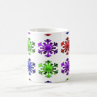 Taza De Café Green_Purple_Red_Blue_Snowflakes