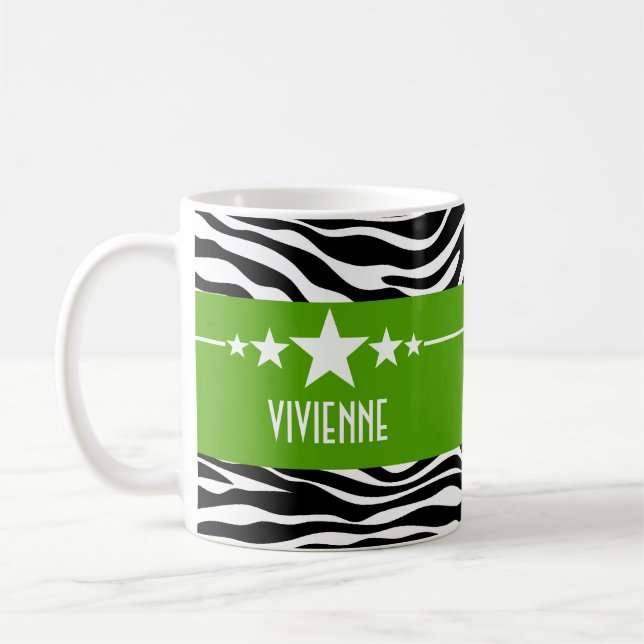 Taza De Café Green Sassy Star Zebra Mug (Izquierda)
