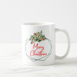 Taza De Café Green White Floral Merry Christmas Coffee Mug