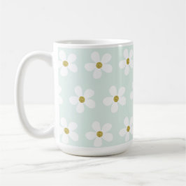 Taza De Café Green White Simple Daisy Gold Personal