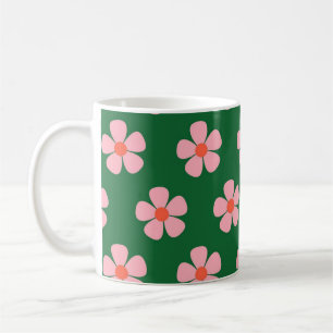Taza De Café Green Y2K Wildflower Negrita Cocina de primavera r