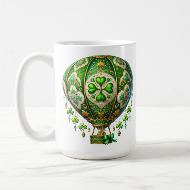 TAZA DE CAFÉ GREEN Y ORO IRLANDÉS TEMÁTICO BALÓN DE AIRE CALIEN (Izquierda)