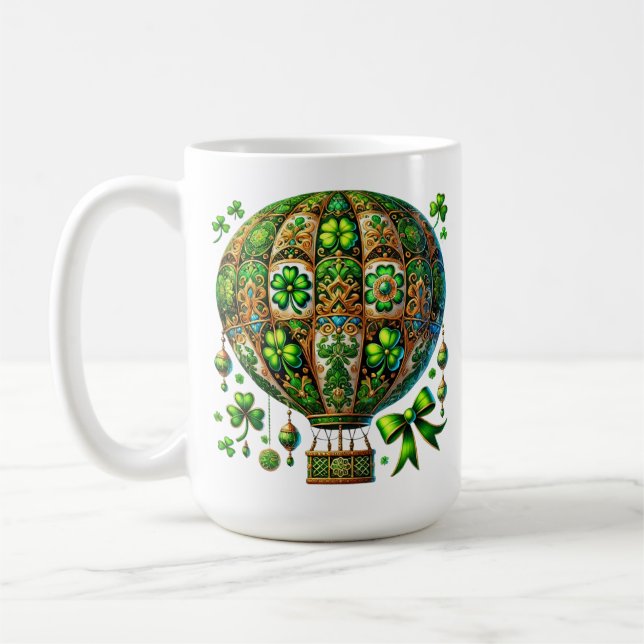 TAZA DE CAFÉ GREEN Y ORO IRLANDÉS TEMÁTICO BALÓN DE AIRE CALIEN (Izquierda)