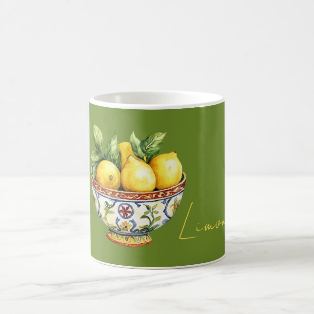 Taza De Café Green Yellow Lemons Italian Bowl (Centro)