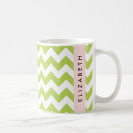 Taza De Café Green Zigzag, Green Chevron, Tu Nombre