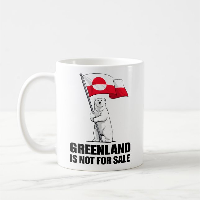 Taza De Café Greenland Is Not for Sale Polar Bear With Flag (Izquierda)