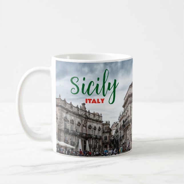 Taza De Café Greetings from Sicily Italy Coffee Mug Italia (Izquierda)