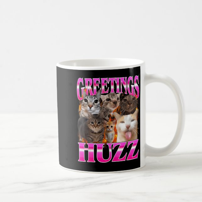 Taza De Café Greetings Huzz Funny Cat Meme Bootleg Graphic Men  (Derecha)
