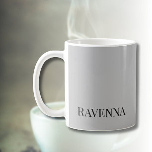 Taza De Café Greige Lujo Serif Personalizado Nombre Personaliza